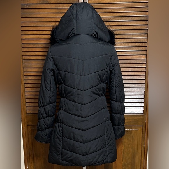 Maralyn & Me Black Faux Fur Hooded Puffer Coat Jacket Size S - Picture 7 of 11